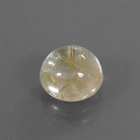 2.41 ct Yellow Rutile Quartz Stone, Natural Rutile Quartz in Round Cabochon Shape for Sale
