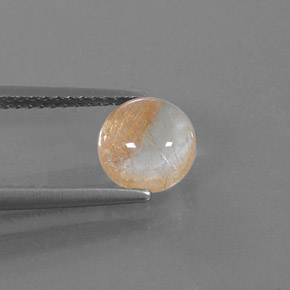 1.55 ct Yellow Rutile Quartz Gemstone, Rutile Quartz Gem in Round Cabochon Shape for Sale.