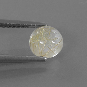 1.19 ct Yellow Rutile Quartz Gemstone, Rutile Quartz Gem in Round Cabochon Shape for Sale.