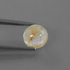 1.81 ct Yellow Rutile Quartz Gemstone, Rutile Quartz Gem in Round Cabochon Shape for Sale.