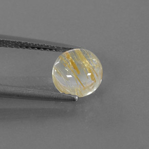 1.61 ct Yellow Rutile Quartz Gemstone, Rutile Quartz Gem in Round Cabochon Shape for Sale.