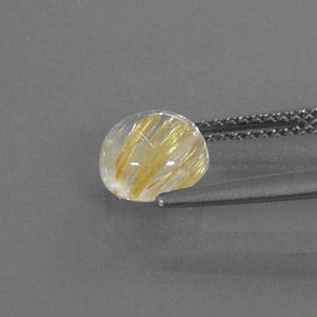 Rutile Quartz Gemstone in 7 mm (calibrated) Size for Sale, Rutile Quartz Stone in Colorless Golden Color
