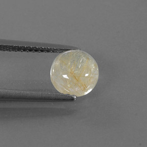 1.32 ct Yellow Rutile Quartz Gemstone, Rutile Quartz Gem in Round Cabochon Shape for Sale.