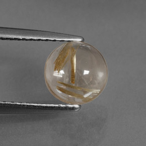 1.40 ct Yellow Rutile Quartz Gemstone, Rutile Quartz Gem in Round Cabochon Shape for Sale.