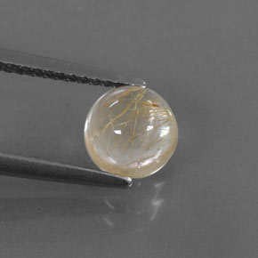 1.62 ct Yellow Rutile Quartz Gemstone, Rutile Quartz Gem in Round Cabochon Shape for Sale.