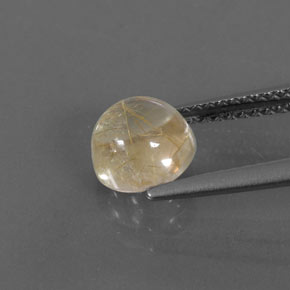 Rutile Quartz Gemstone in 7 mm (calibrated) Size for Sale, Rutile Quartz Stone in Colorless Golden Color