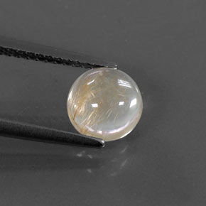 1.42 ct Yellow Rutile Quartz Gemstone, Rutile Quartz Gem in Round Cabochon Shape for Sale.