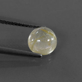 1.39 ct Yellow Rutile Quartz Gemstone, Rutile Quartz Gem in Round Cabochon Shape for Sale.
