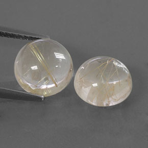 4.61 ct Yellow Rutile Quartz Gemstone, Rutile Quartz Gem in Round Cabochon Shape for Sale.