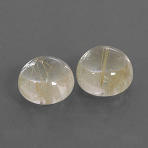 4.61 ct Yellow Rutile Quartz Stone, Natural Rutile Quartz in Round Cabochon Shape for Sale