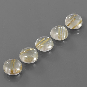 10.18 ct Yellow Rutile Quartz Stone, Natural Rutile Quartz in Round Cabochon Shape for Sale