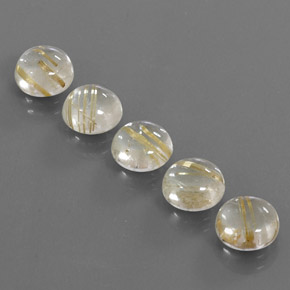 Rutile Quartz Gemstone in 8 mm (calibrated) Size for Sale, Rutile Quartz Stone in Colorless Golden Color