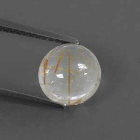 1.99 ct Yellow Rutile Quartz Gemstone, Rutile Quartz Gem in Round Cabochon Shape for Sale.