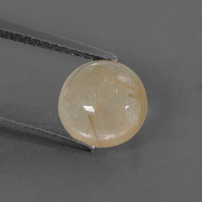 1.72 ct Yellow Rutile Quartz Gemstone, Rutile Quartz Gem in Round Cabochon Shape for Sale.