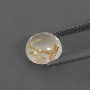 Rutile Quartz Gemstone in 7 mm (calibrated) Size for Sale, Rutile Quartz Stone in Colorless Golden Color