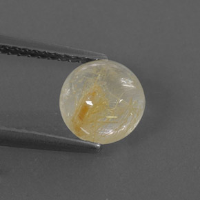 1.65 ct Yellow Rutile Quartz Gemstone, Rutile Quartz Gem in Round Cabochon Shape for Sale.