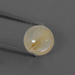 1.50 ct Yellow Rutile Quartz Gemstone, Rutile Quartz Gem in Round Cabochon Shape for Sale.