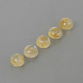 7.35 ct Yellow Rutile Quartz Stone, Natural Rutile Quartz in Round Cabochon Shape for Sale