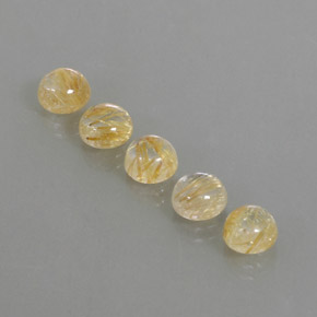 Rutile Quartz Gemstone in 7 mm (calibrated) Size for Sale, Rutile Quartz Stone in Colorless Golden Color