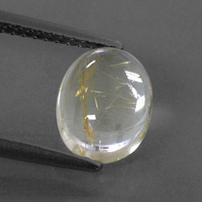 2.04 ct Yellow Rutile Quartz Gemstone, Rutile Quartz Gem in Oval Cabochon Shape for Sale.