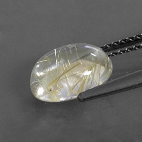 Rutile Quartz Gemstone in 9 x 7 mm (calibrated) Size for Sale, Rutile Quartz Stone in Colorless Golden Color