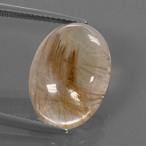 14.50 ct Yellow Rutile Quartz Gemstone, Rutile Quartz Gem in Oval Cabochon Shape for Sale.