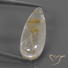13.10ct Natural Very Light Golden-Brown Rutile Quartz, Pear Shape, Transparent