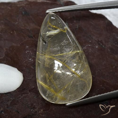 Quartz rutile poire de 20,18 ct, 23,7 x 14 mm d'Inde, Photo A
