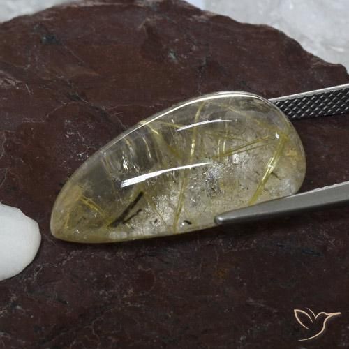 Rutile Quartz Gemstone in 23.7 x 14 mm Size for Sale, Rutile Quartz Stone in Very Light Golden-Brown Color