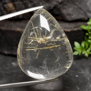 48.1ct Pear Cabochon Colorless Golden Rutile Quartz Gem for sale 48.1ct Pear Cabochon Colorless Golden Rutile Quartz Gem (ID: 326520)