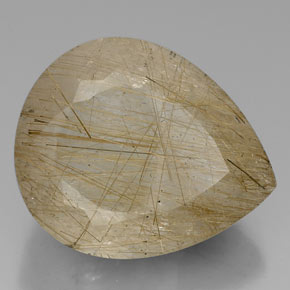 60.42 ct Gold Rutile Quartz Stone, Natural Rutile Quartz in Pear Facet Shape for Sale