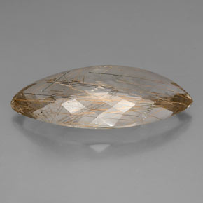 Rutile Quartz Gemstone in 38.9 x 18.5 mm Size for Sale, Rutile Quartz Stone in Colorless Golden Color