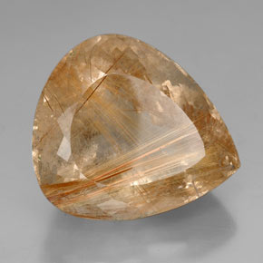 102.45 ct Gold Rutile Quartz Stone, Natural Rutile Quartz in Pear Facet Shape for Sale