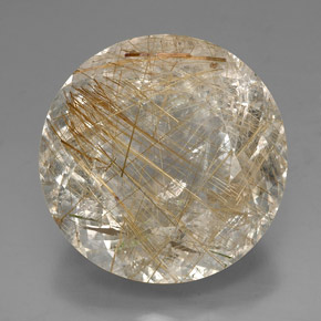 88.29 ct Yellow Rutile Quartz Gemstone, Rutile Quartz Gem in Round Portuguese-Cut Shape for Sale.