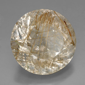 88.29 ct Yellow Rutile Quartz Stone, Natural Rutile Quartz in Round Portuguese-Cut Shape for Sale