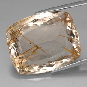 64.50 ct Yellow Rutile Quartz Gemstone, Rutile Quartz Gem in Cushion-Cut Shape for Sale.