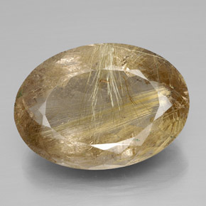 66.47 ct Gold Rutile Quartz Gemstone, Rutile Quartz Gem in Oval Portuguese-Cut Shape for Sale.