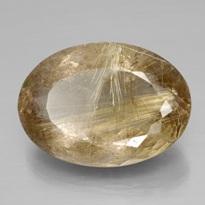 66.47 ct Gold Rutile Quartz Stone, Natural Rutile Quartz in Oval Portuguese-Cut Shape for Sale