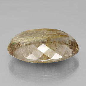 Rutile Quartz Gemstone in 32.9 x 23.5 mm Size for Sale, Rutile Quartz Stone in Colorless Golden Color