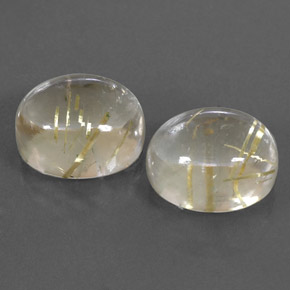 13.87 ct Yellow Rutile Quartz Stone, Natural Rutile Quartz in Oval Cabochon Shape for Sale