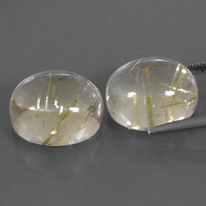 Rutile Quartz Gemstone in 12 x 10 mm (calibrated) Size for Sale, Rutile Quartz Stone in Colorless Golden Color
