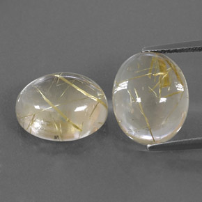 10.12 ct Yellow Rutile Quartz Gemstone, Rutile Quartz Gem in Oval Cabochon Shape for Sale.