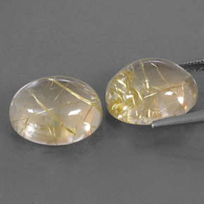 Rutile Quartz Gemstone in 12 x 10 mm (calibrated) Size for Sale, Rutile Quartz Stone in Colorless Golden Color