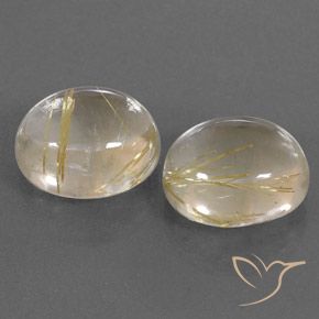 10.86 ctw Yellow Rutile Quartz Stones, Natural Rutile Quartz in Oval Cabochon Shape for Sale