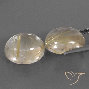 Rutile Quartz Gemstones in 12 x 10 mm (calibrated) Size for Sale, Rutile Quartz Stones in Light Yellow Color