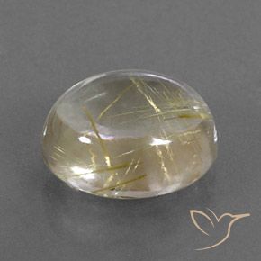 5.04 ct Yellow Rutile Quartz Stone, Natural Rutile Quartz in Oval Cabochon Shape for Sale