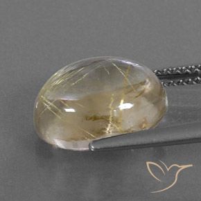 Rutile Quartz Gemstone in 12 x 10 mm (calibrated) Size for Sale, Rutile Quartz Stone in Pale Yellow Color