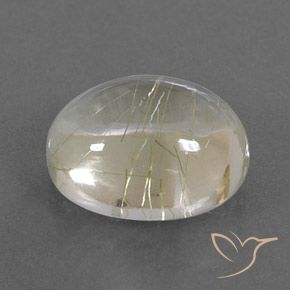 5.43 ct Yellow Rutile Quartz Stone, Natural Rutile Quartz in Oval Cabochon Shape for Sale