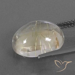 Rutile Quartz Gemstone in 12 x 10 mm (calibrated) Size for Sale, Rutile Quartz Stone in Earthy Yellow Color