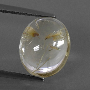 Earthy Yellow Rutile Quartz Gem - 4.9ct Oval Cabochon (ID: 333812)